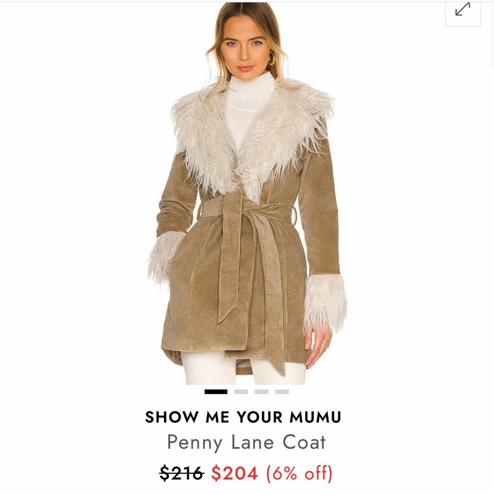 Show Me Your MuMu Faux Fur Trimmed Jacket in Tan and Cream